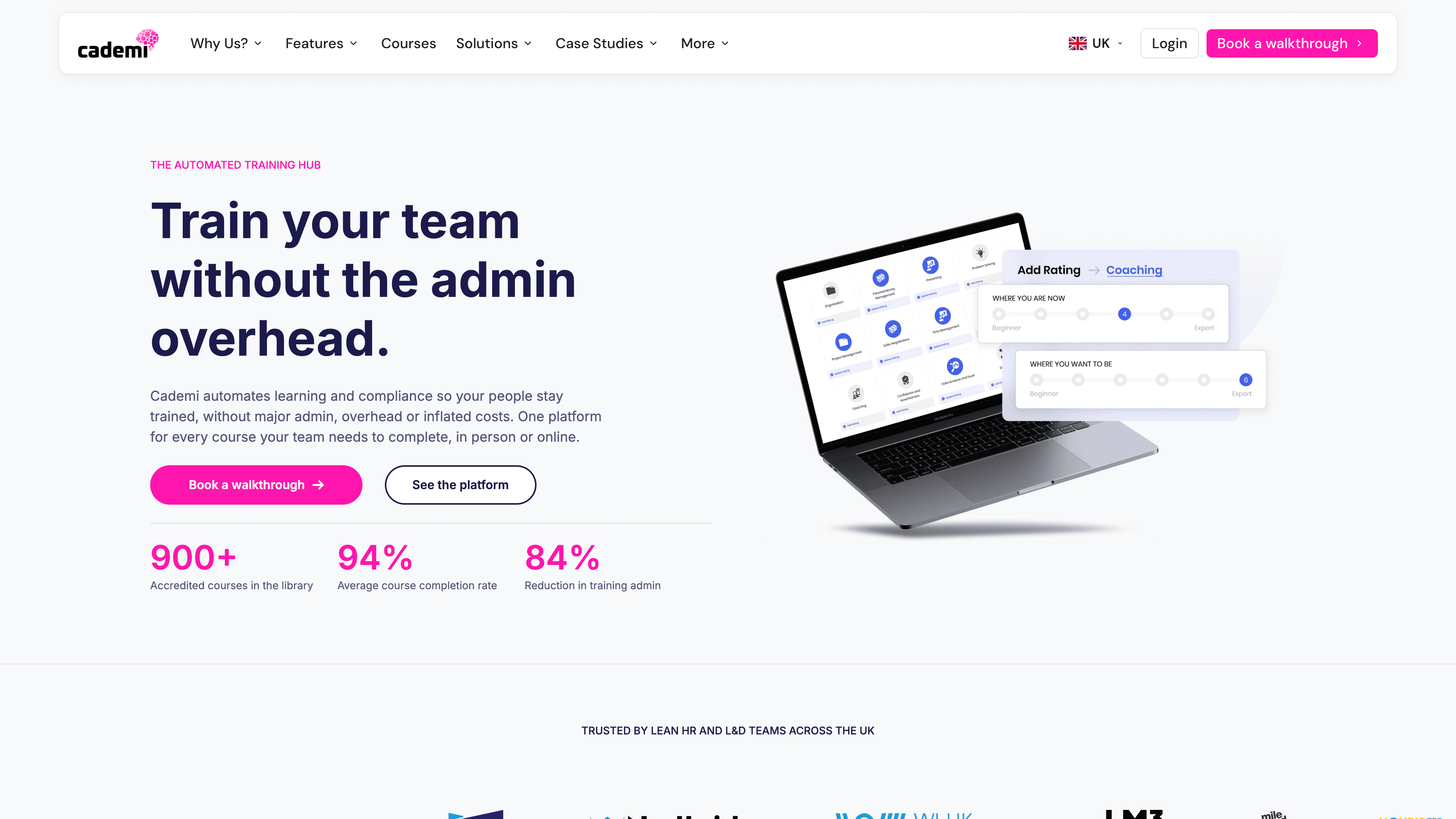 Cademi website redesign, before and after - before