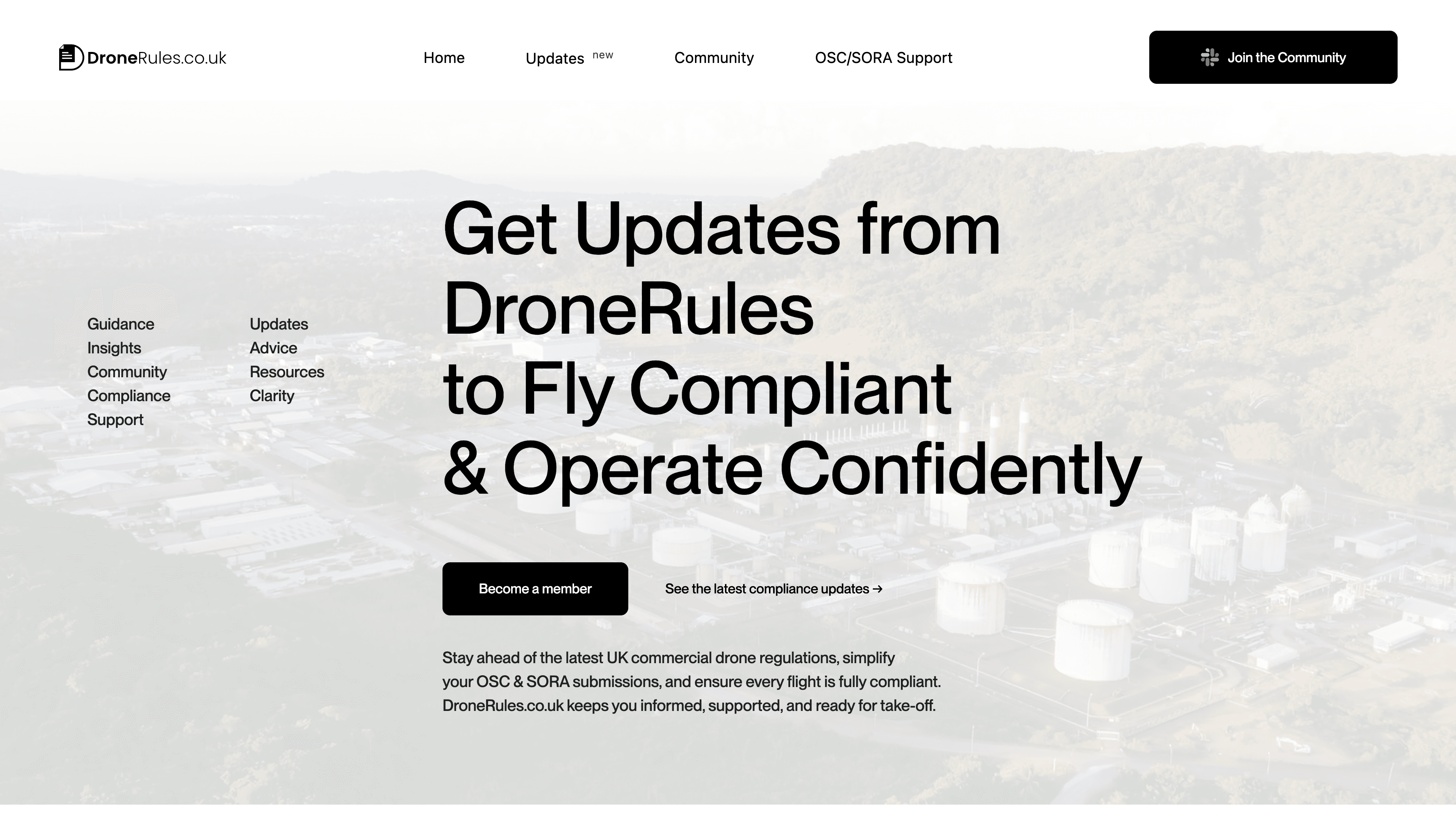 Drone Rules website redesign, before and after - before