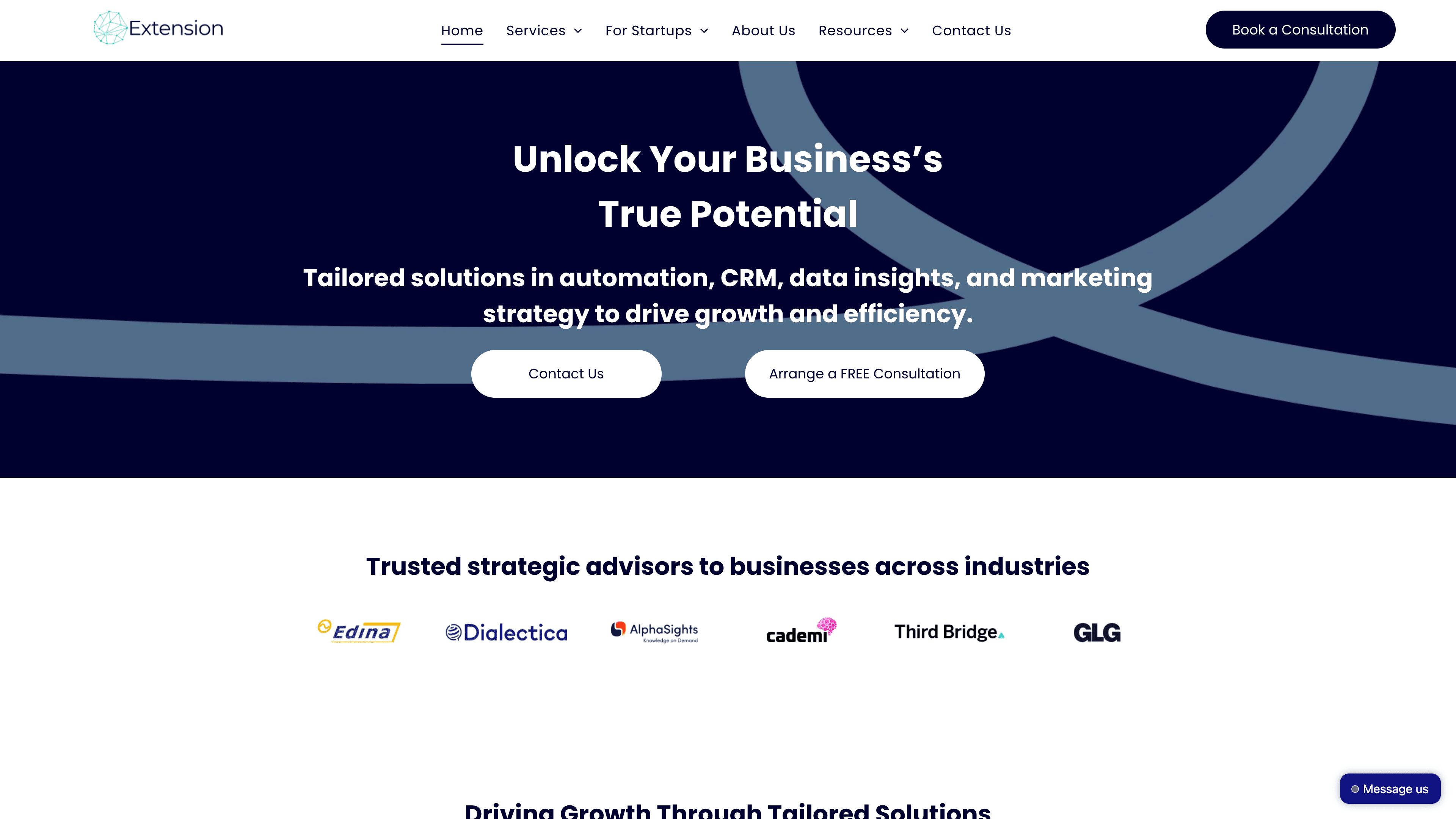 We Are Extension website redesign, before and after - before